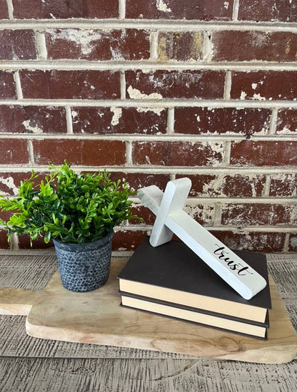 Tabletop Cross – Trust (White Finish)