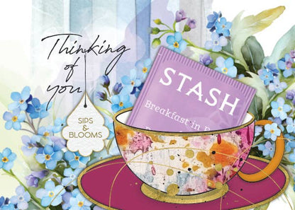 TEA GREETING Card with REAL TEA BAG - Thinking of you Sips