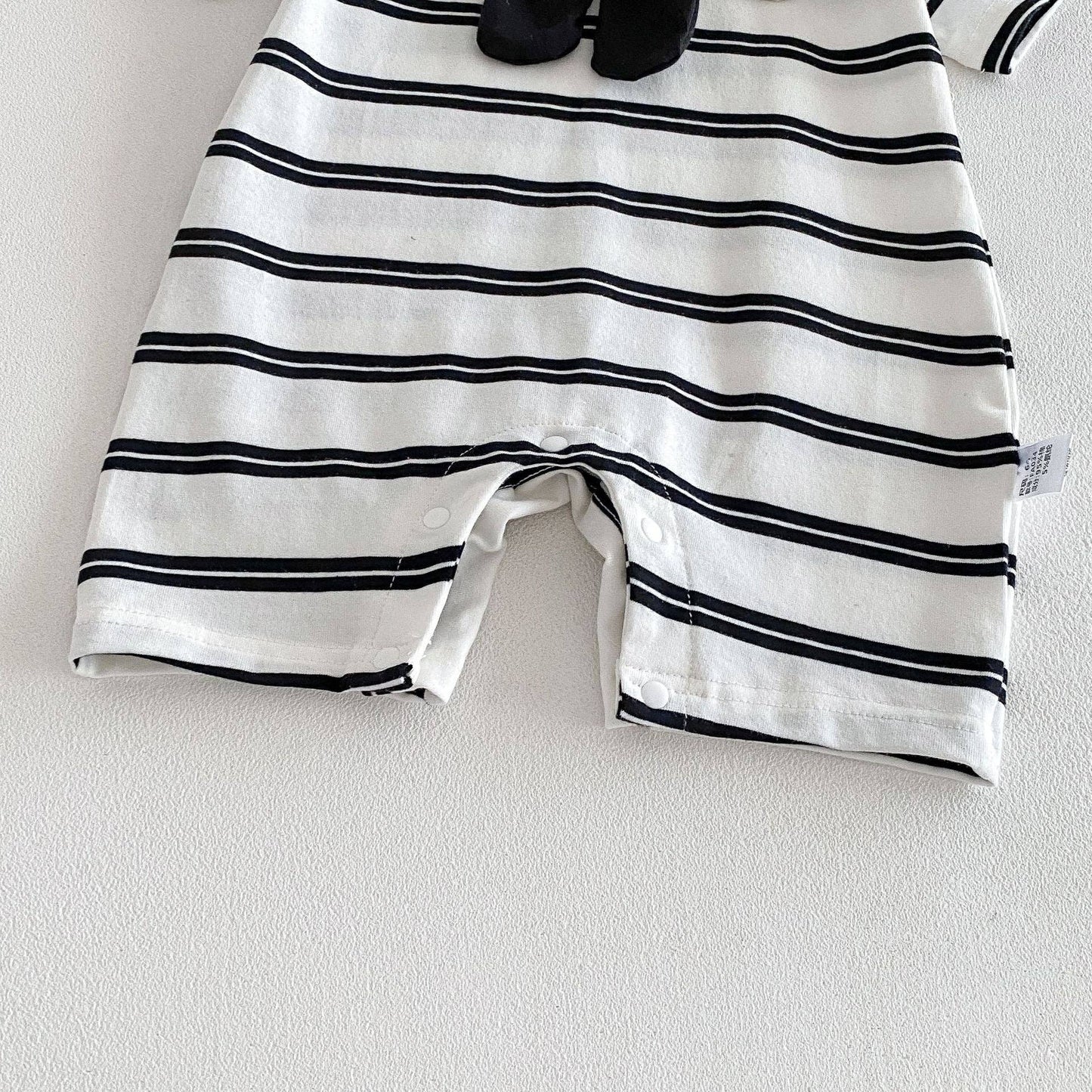Baby Short Sleeve Striped Panda Romper