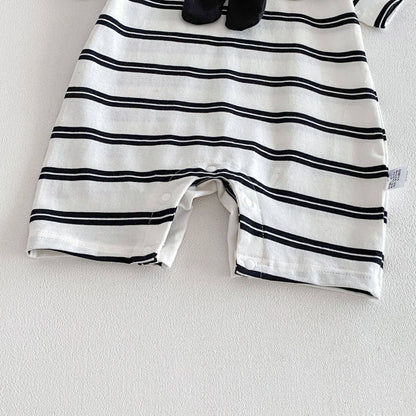 Baby Short Sleeve Striped Panda Romper