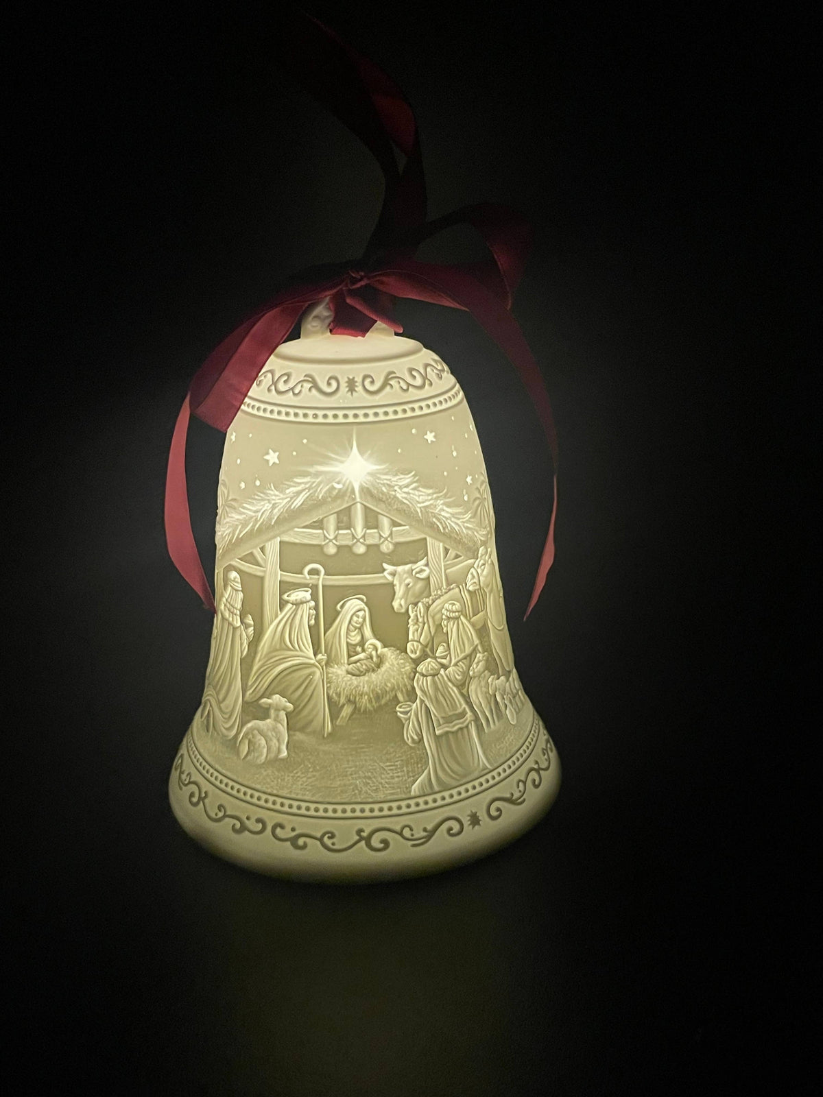 Nativity Scene Bell Ornament with LED and Timer