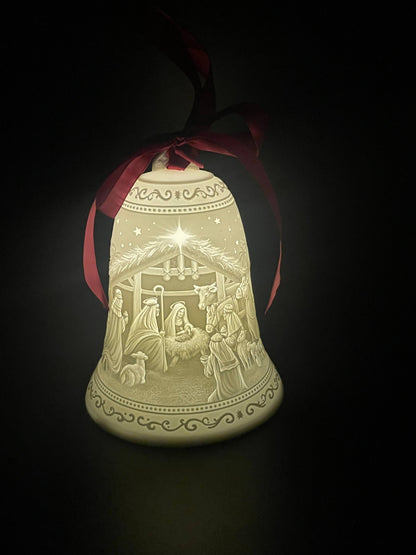 Nativity Scene Bell Ornament with LED and Timer