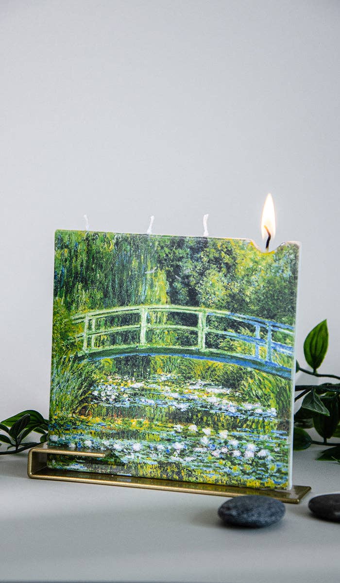 Flat Hand-Crafted 6" Square Candle - Claude Monet