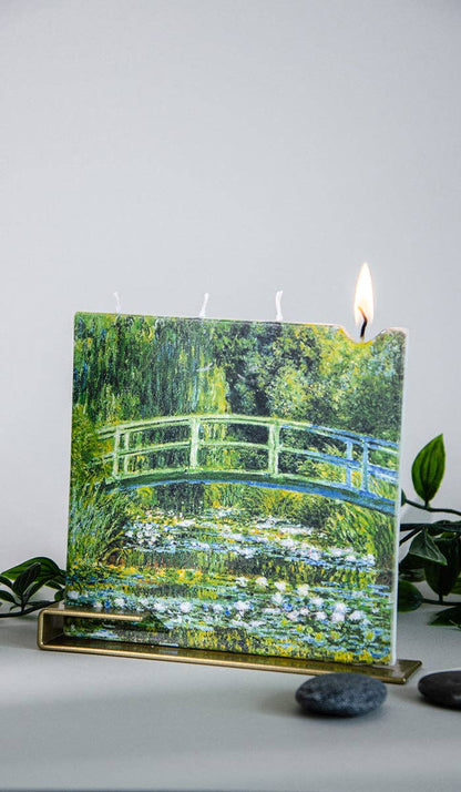 Flat Hand-Crafted 6" Square Candle - Claude Monet