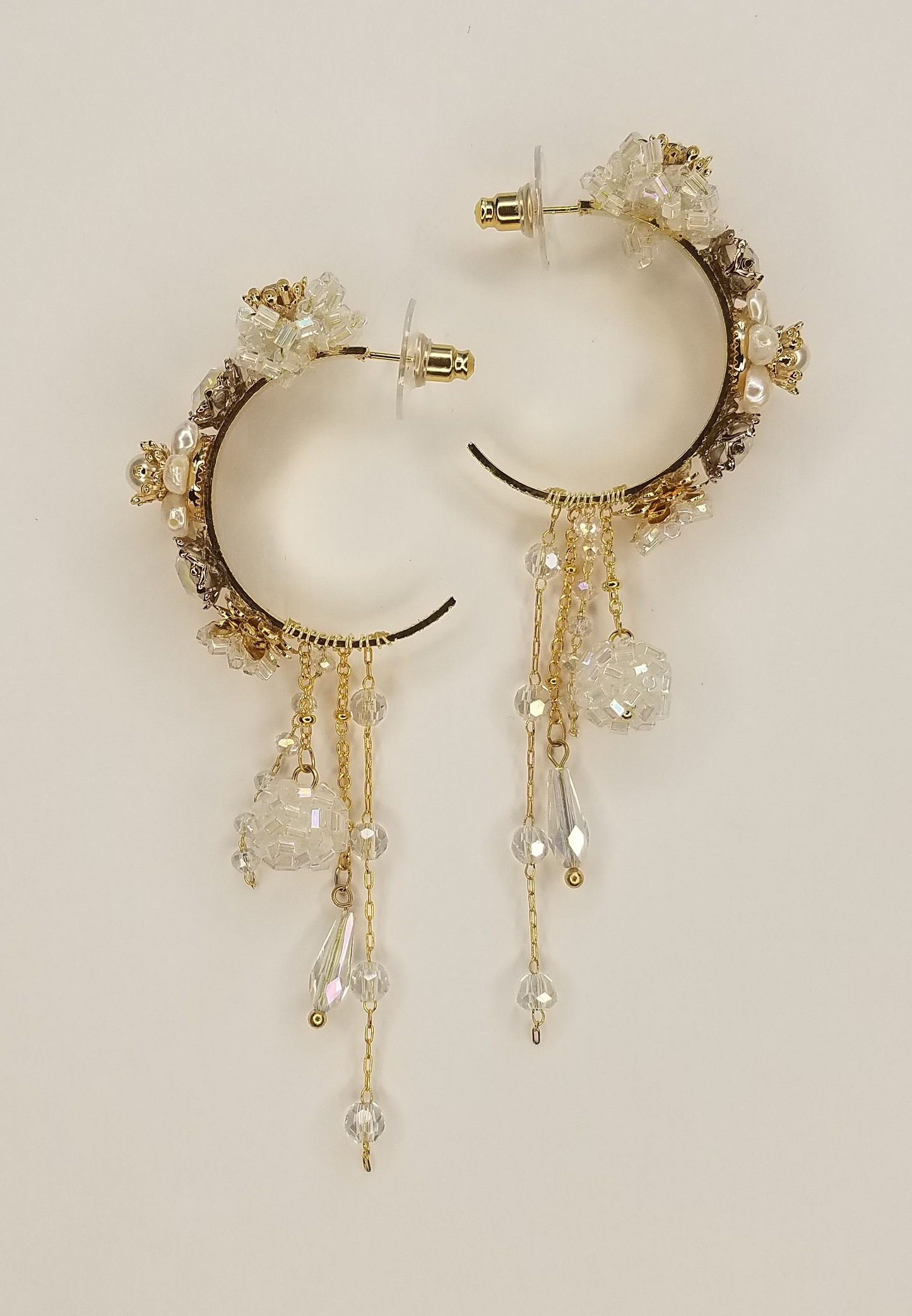 Handmade Fancy Hoop Earrings w/ Swarovski elements