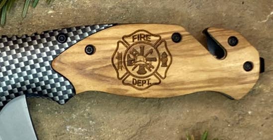 Firefighter Emblem Knife -Quail Tail Laser Art