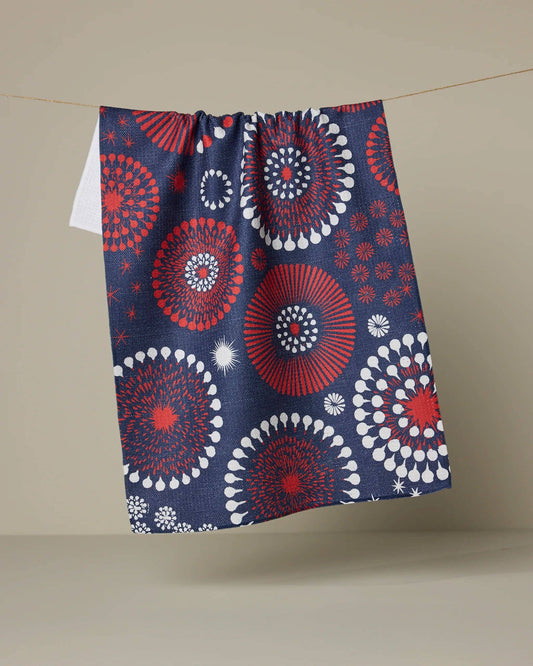 Freedom Sparks Tea Towel: Blue