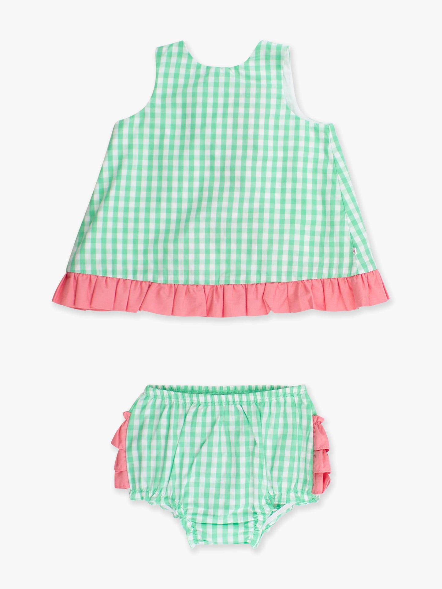Classic Spring Green Gingham Ruffle Swing Top & Bloomer