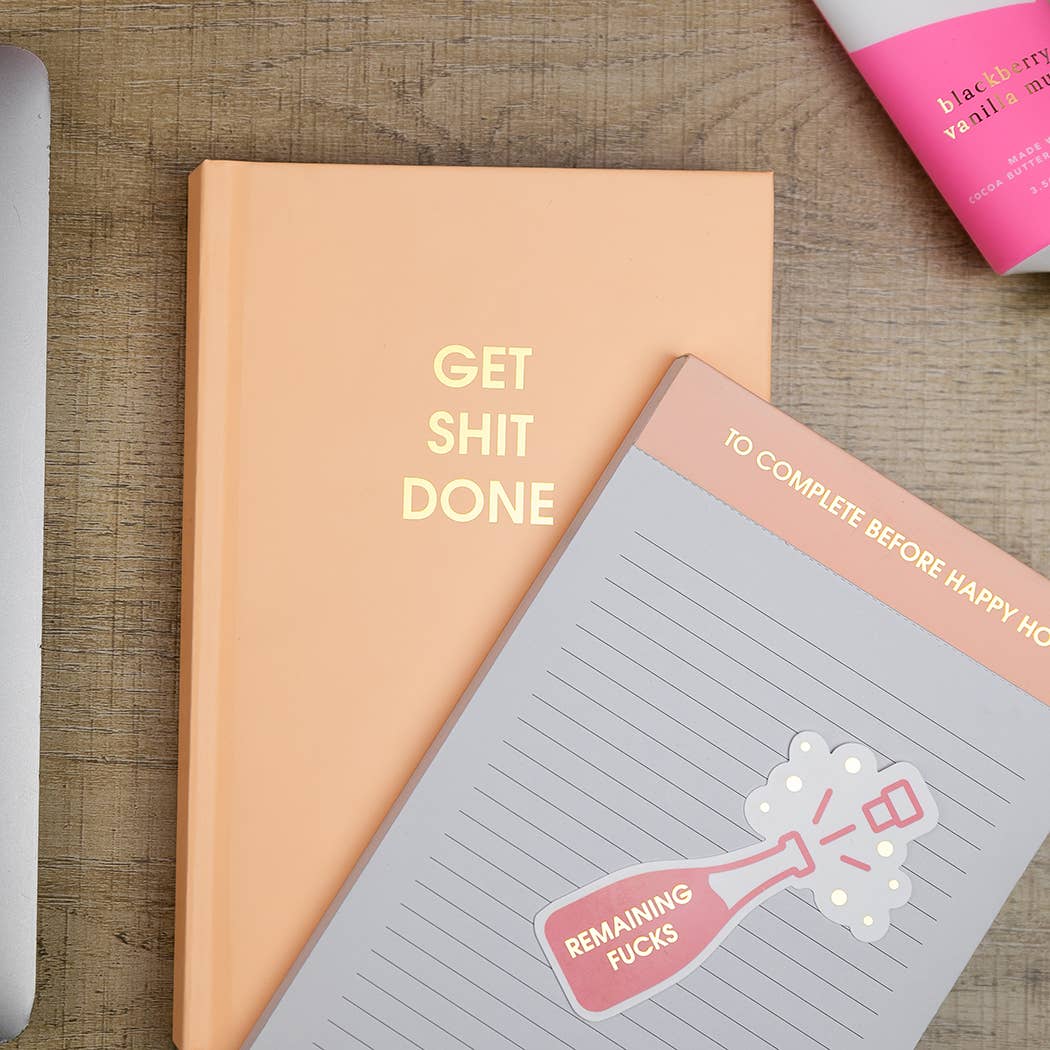 Chez Gagné - To Complete Before Happy Hour - Lined Notepad  - Sunset Pink - 65 perforated pages - 5x8