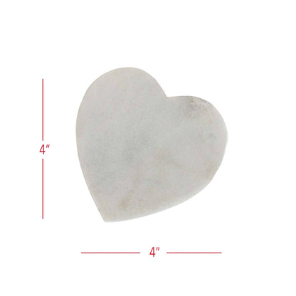 Set 4 Heart Coasters White Marble & Jute