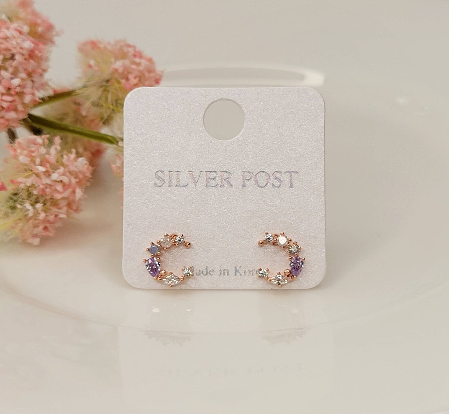 MINI CZ POST EARRINGS.