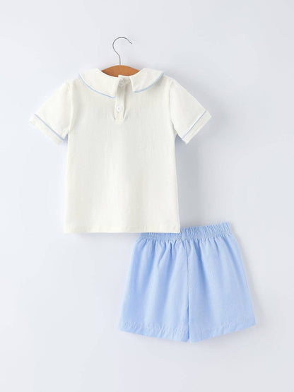 Blue Smocked Church Christ Bishop Christening Toddler Set: 2