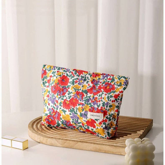 Bolsa de cosméticos sencilla con estampado floral colorido DPB1012