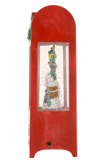 NEW-Burgundy Mailbox Snow Globe with Carolers in the city