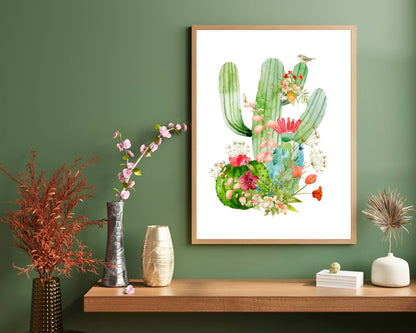 Botanical Saguaro Watercolor Art Print
