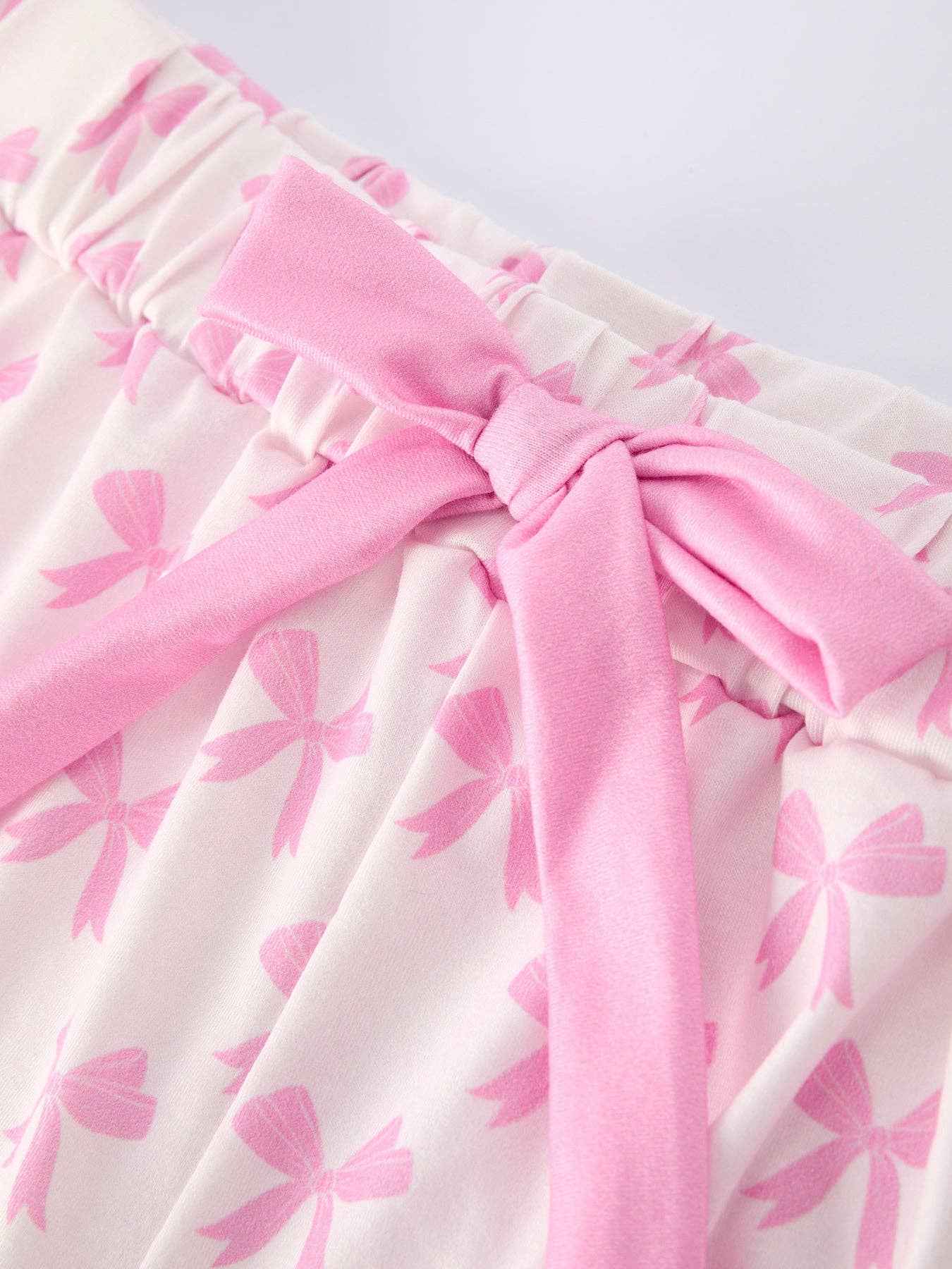 Mommy & Me Pink Bow Print Ruffle Pajama Set: 3 / KIDS