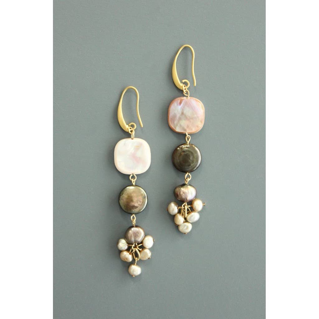 Mother of pearl and Fresh water pearl earrings
