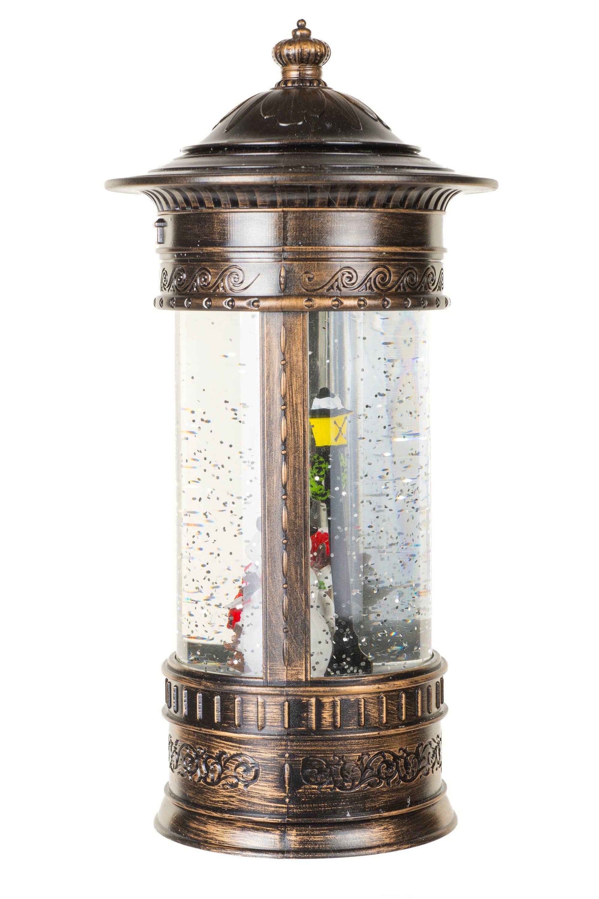 NEW-Bronze Snowman's Lamp Post Snow Globe