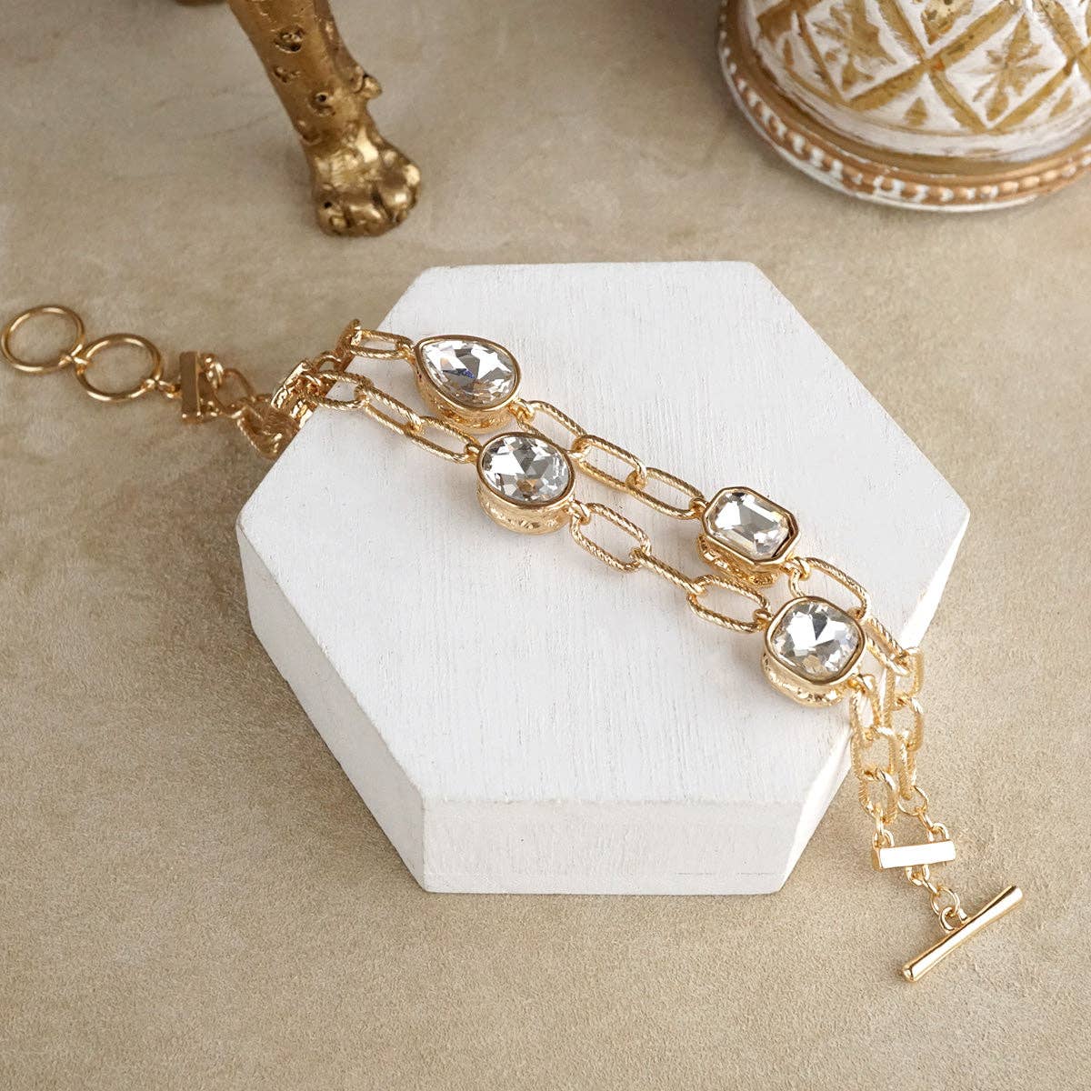 Statement Chain Bracelets with Reflective Crystals