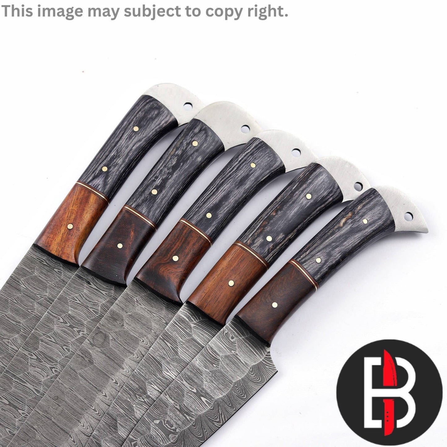 Damascus Steel Chef Set Handmade BBQ Kitchen Knives 5 Pcs