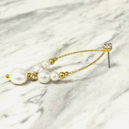 Anita K By Blushing Pink - Brushed Gold Pearl Earring