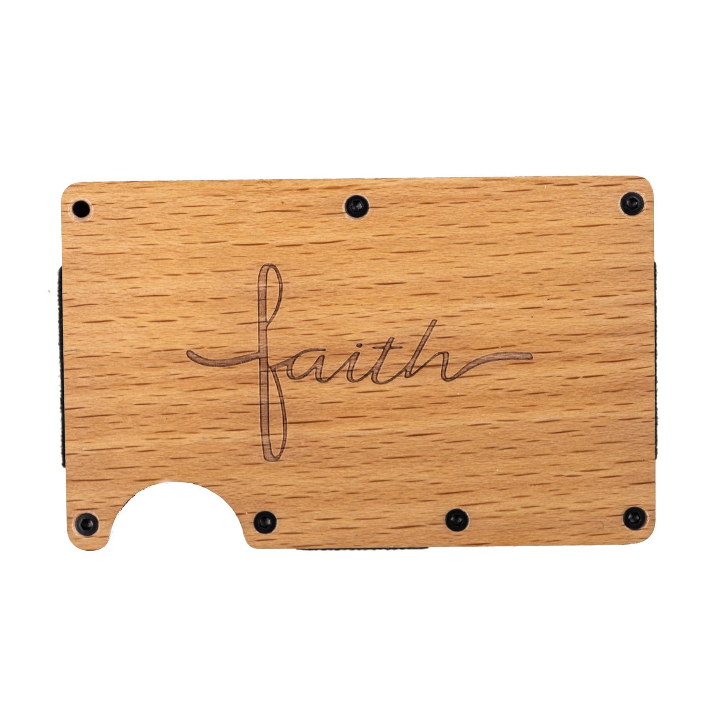 Divinity Boutique - Engraved Hardwood RFID Money Clip-Faith