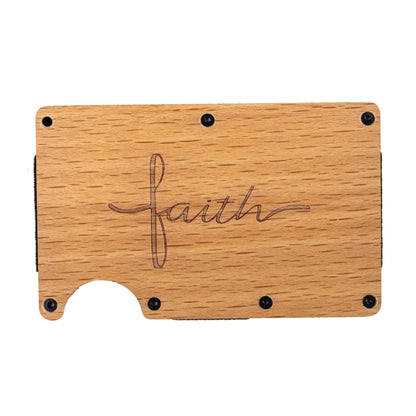 Divinity Boutique - Engraved Hardwood RFID Money Clip-Faith
