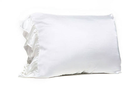 Silky Pillowcase w/Ruffle, White King Sz