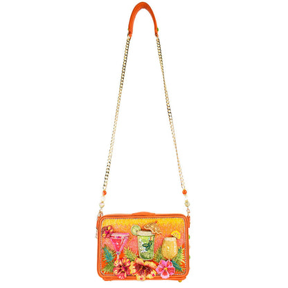 Mary Frances Accessories - Relax and Rewind Beaded Flower and Cocktails Handbag