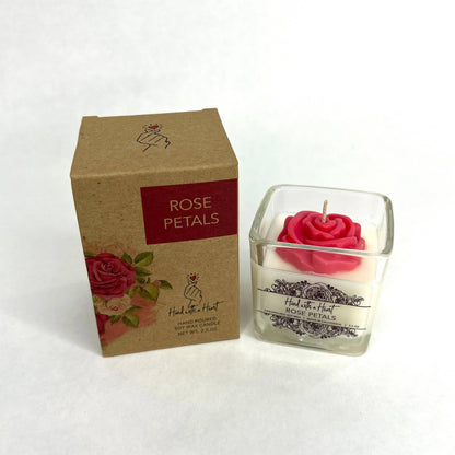 Vela de cera de soja con pétalos de rosa