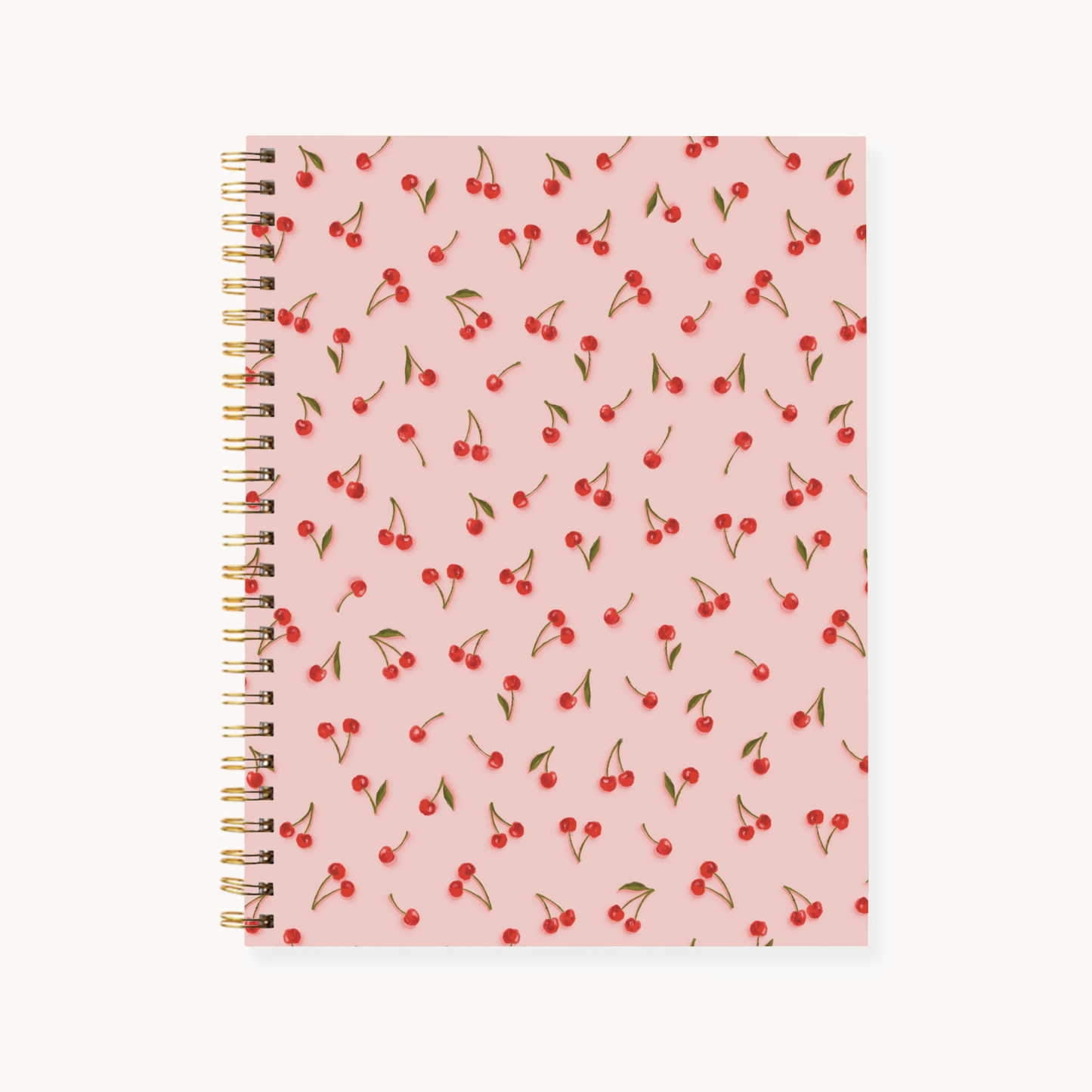 Elyse Breanne Design - Painted Cherries 7x9 Hardcover Spiral Notebook