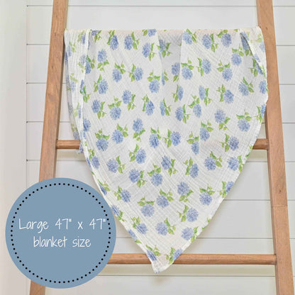 LollyBanks - You Had Me At Hydrangea Baby Muslin Swaddle Blanket