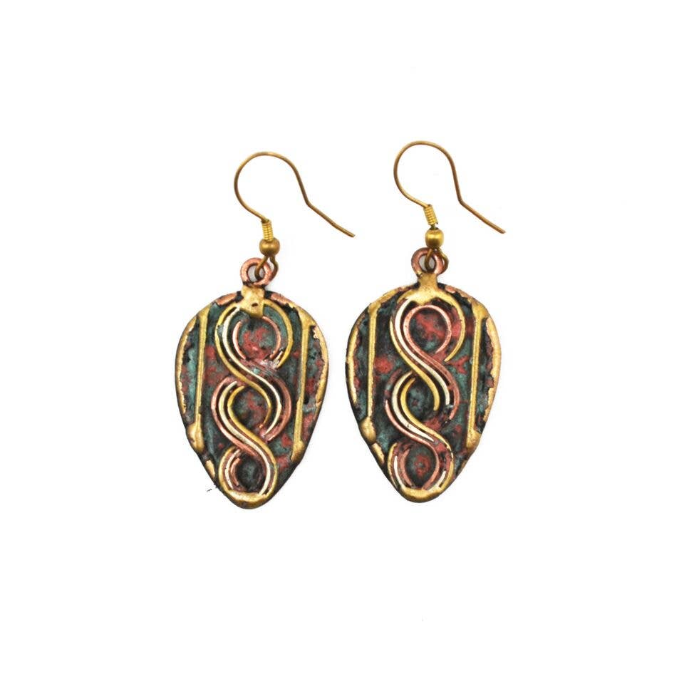 Brass Patina Large Wavy Lines Earrings