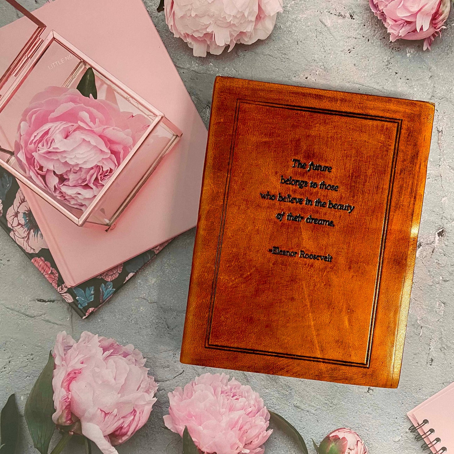 The Future Belongs, Eleanor Roosevelt Leather Journal - 8x6