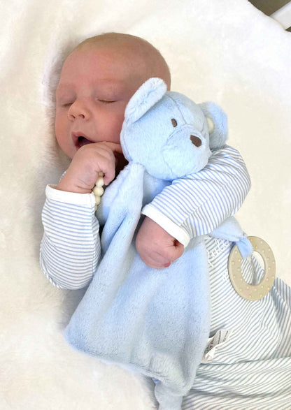 Barrett the Blue Bear Teether Blankie