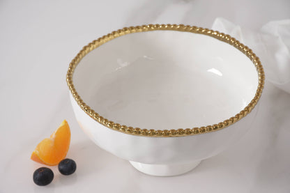 Medium Footed Bowl Gold Trim