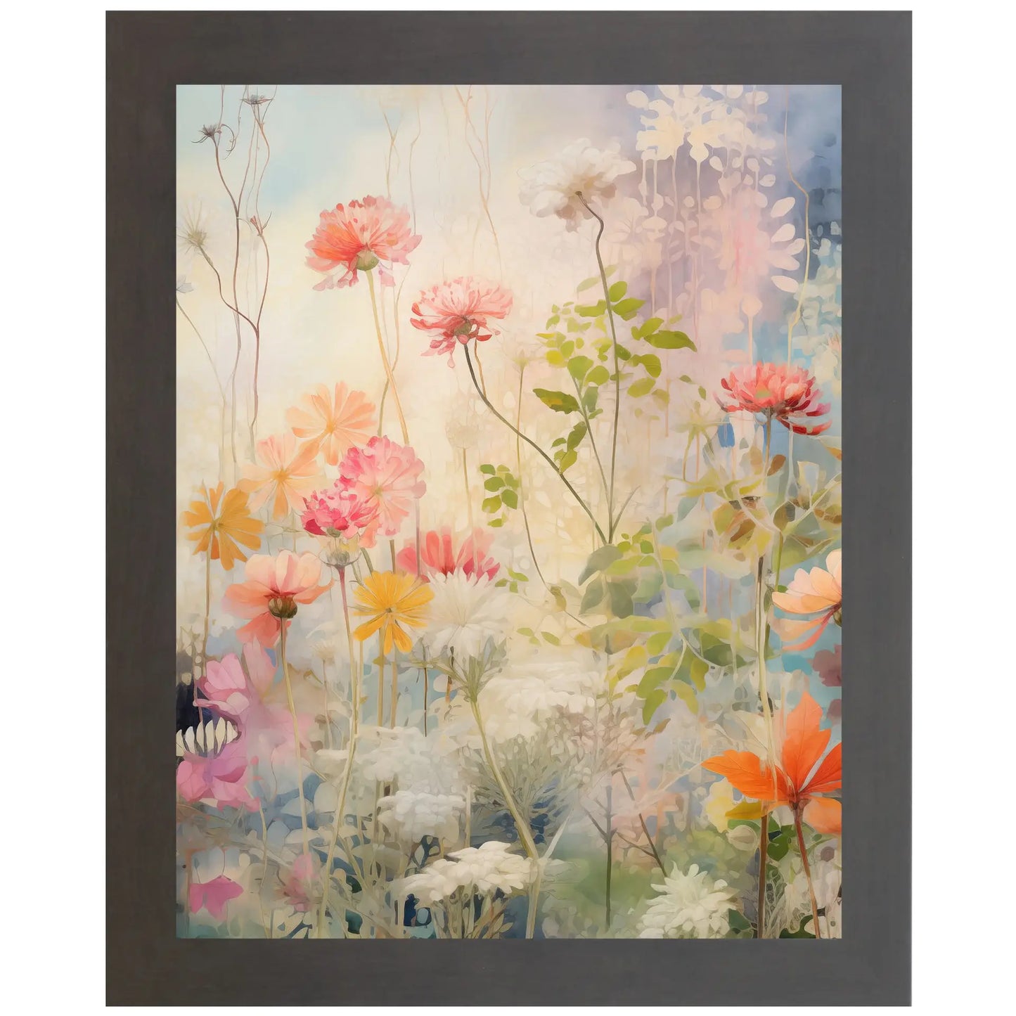 Floral Moment 1 Flowers Pastel Framed Art Sign Decor
