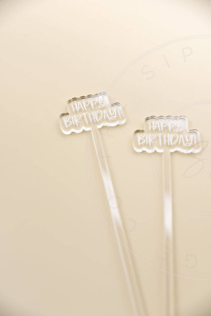 Happy Birthday Party Drink Stirrers