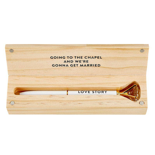 Wood Box with Gem Pen - Love Story