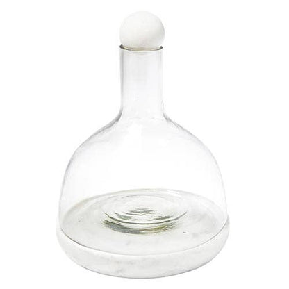 White Marble and Glass Wine Carafe