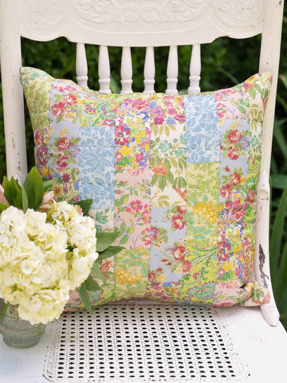 Garden Collage Patchwork Cushion Cover - Pastel