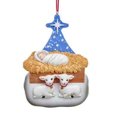 Nativity Sheep Family Of 2 Ornament For Personalization