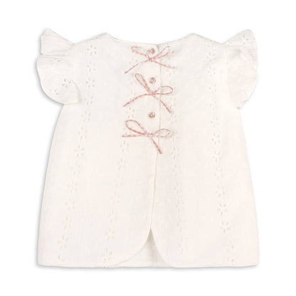 Viverano Organics - Milly Eyelet & Bow Baby Top + Ruffled Bloomer -Organic