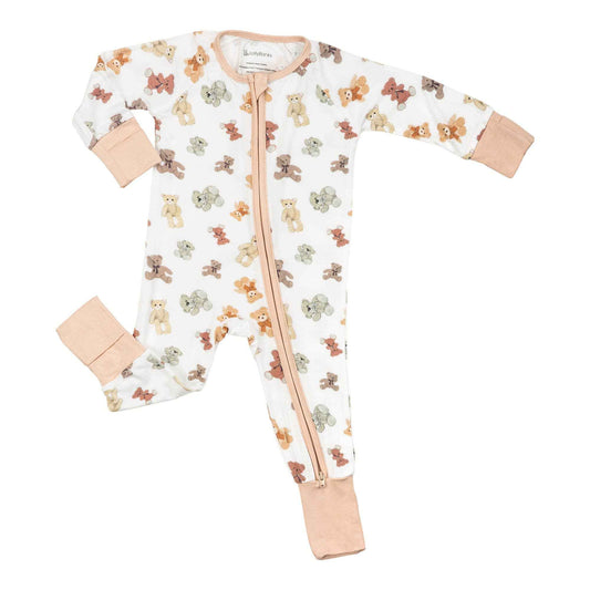 LollyBanks - Bamboo Baby Convertible Zipper Pajamas - Teddy Bear
