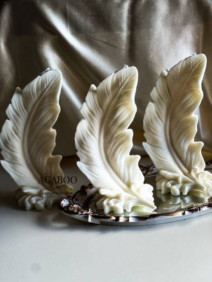 Huge Feather Candle 9.5x5in - Flowers