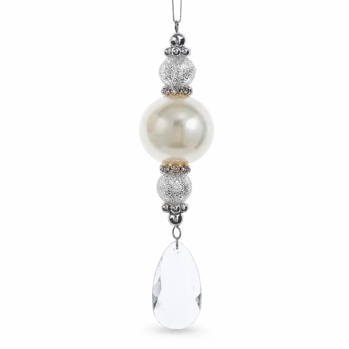 Pearl Pendant Christmas Ornament, Oval design: a broad, smooth oval that rounds out at the bottom