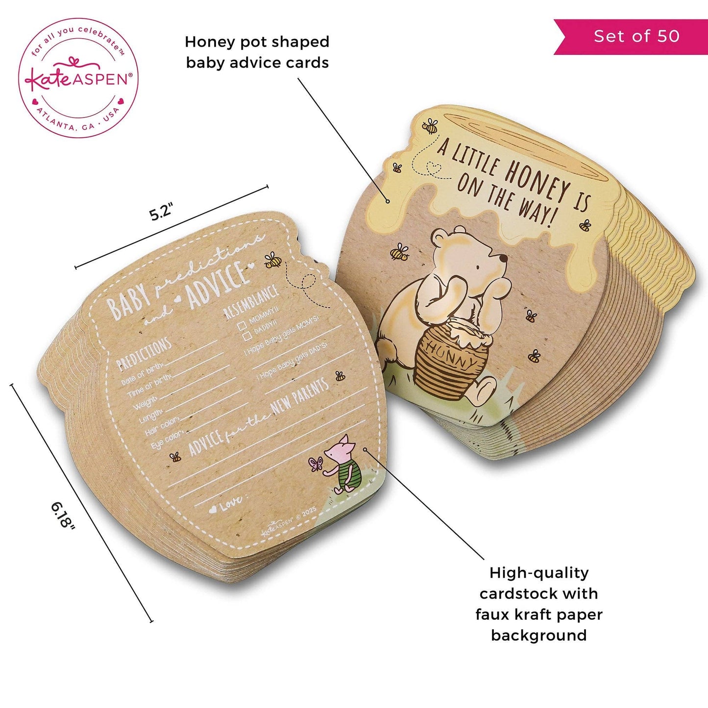 Honey Bear 50pc Cardstock Baby Shower Game Set