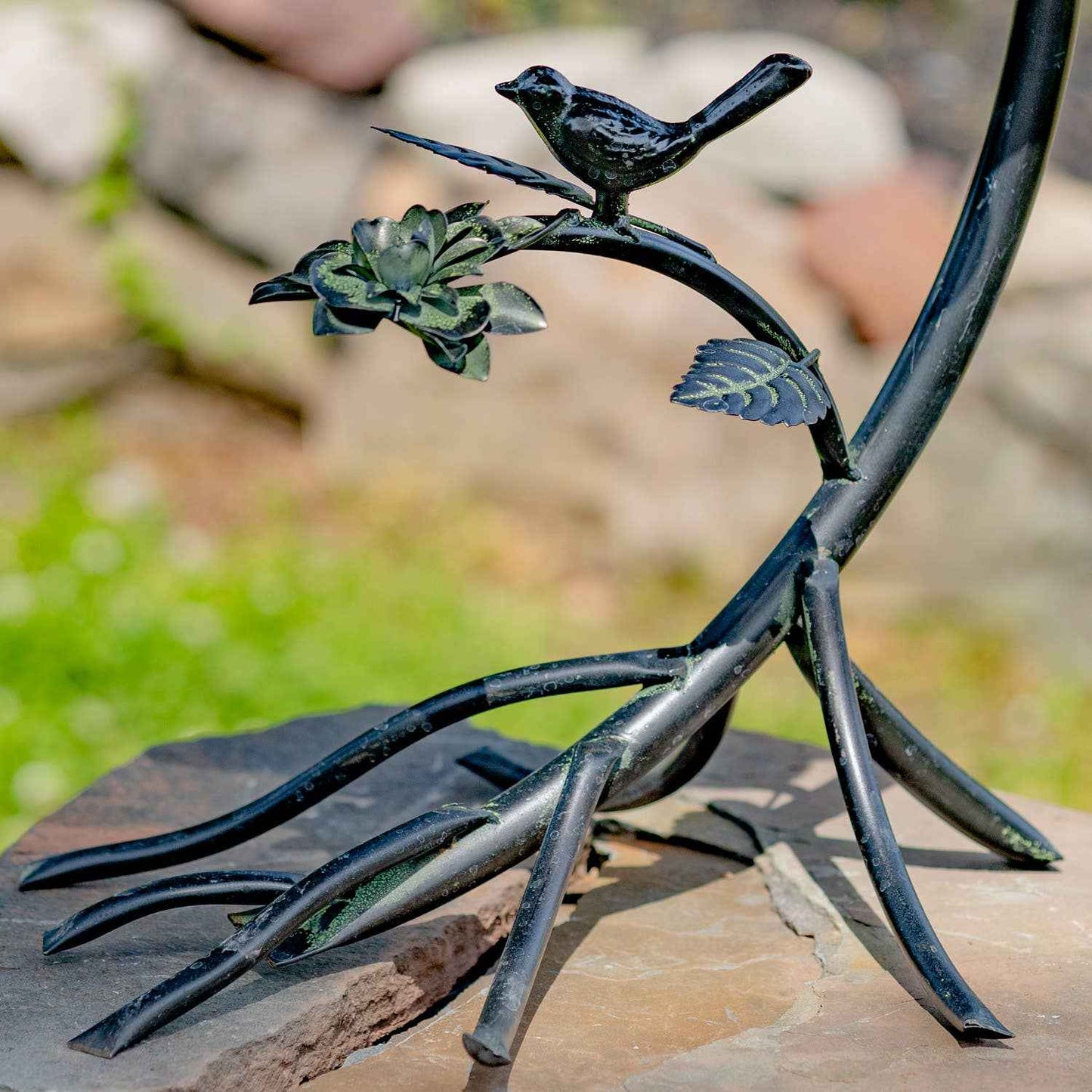Scallop Edge Birdbath with Branch Stand- 2 Color Options: Galvanized