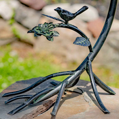 Scallop Edge Birdbath with Branch Stand- 2 Color Options: Galvanized