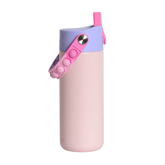 Fidget Handle Kids Stainless Bottle 18oz Blush Pink Tie Dye